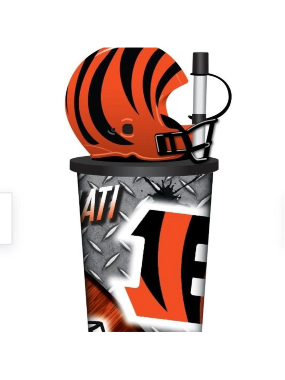 Cincinnati Bengals NFL pen holder with orange/black tiger stripe helmet graphic